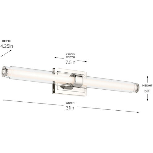 Laurene LED 31 inch Polished Nickel Linear Bath Bar Wall Light, Large