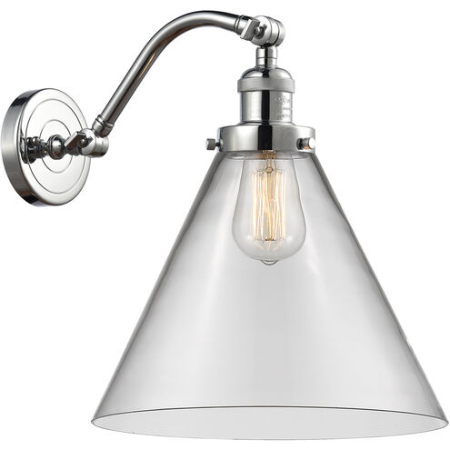 Franklin Restoration X-Large Cone LED 12 inch Polished Chrome Sconce Wall Light in Clear Glass, Franklin Restoration