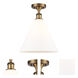 Ballston Cone 1 Light 12 inch Brushed Brass Semi-Flush Mount Ceiling Light in Matte White Glass