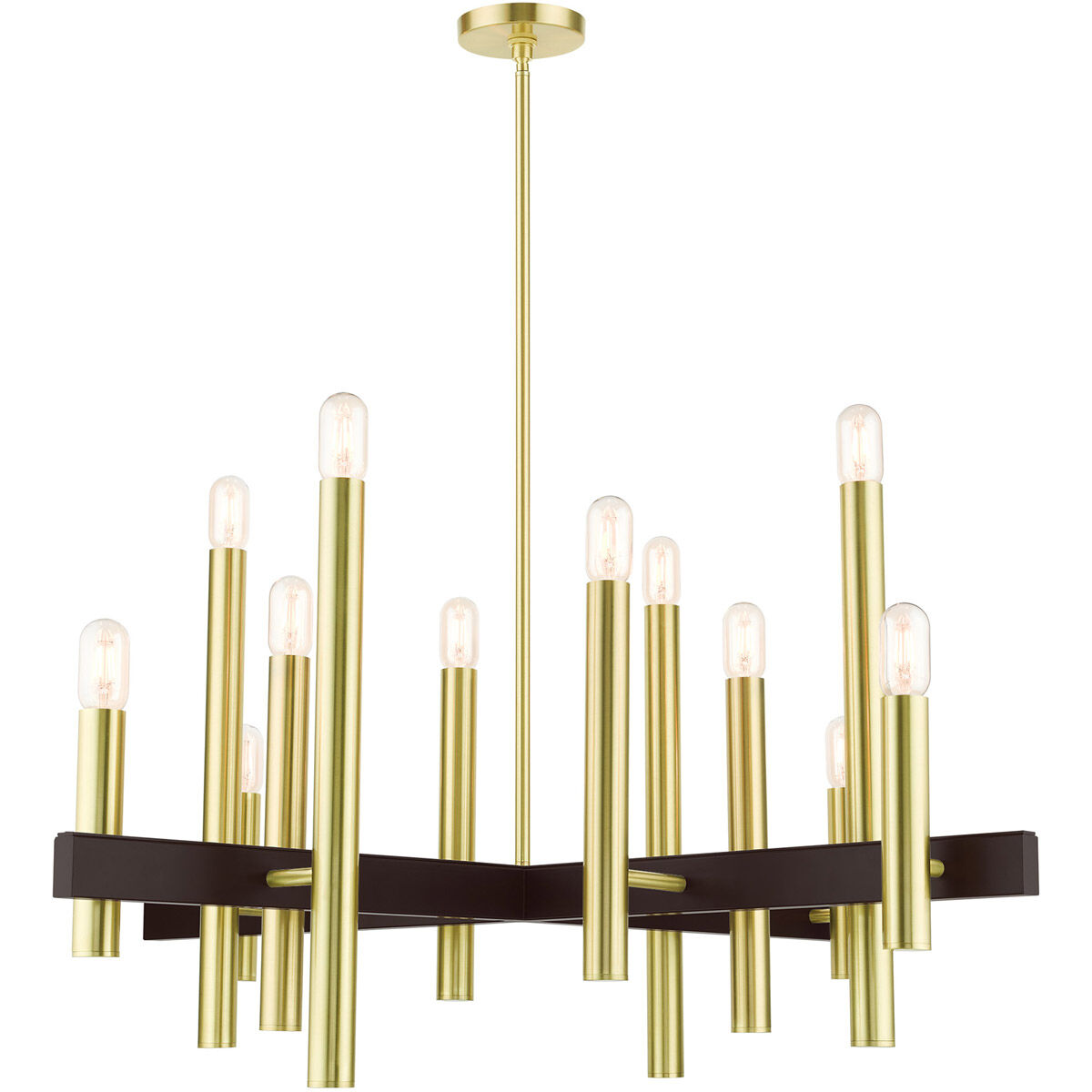 Helsinki 12 Light 44 inch Satin Brass Chandelier Ceiling Light