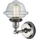 Oxford Sconce Wall Light in Clear Glass, Polished Nickel/Matte Black