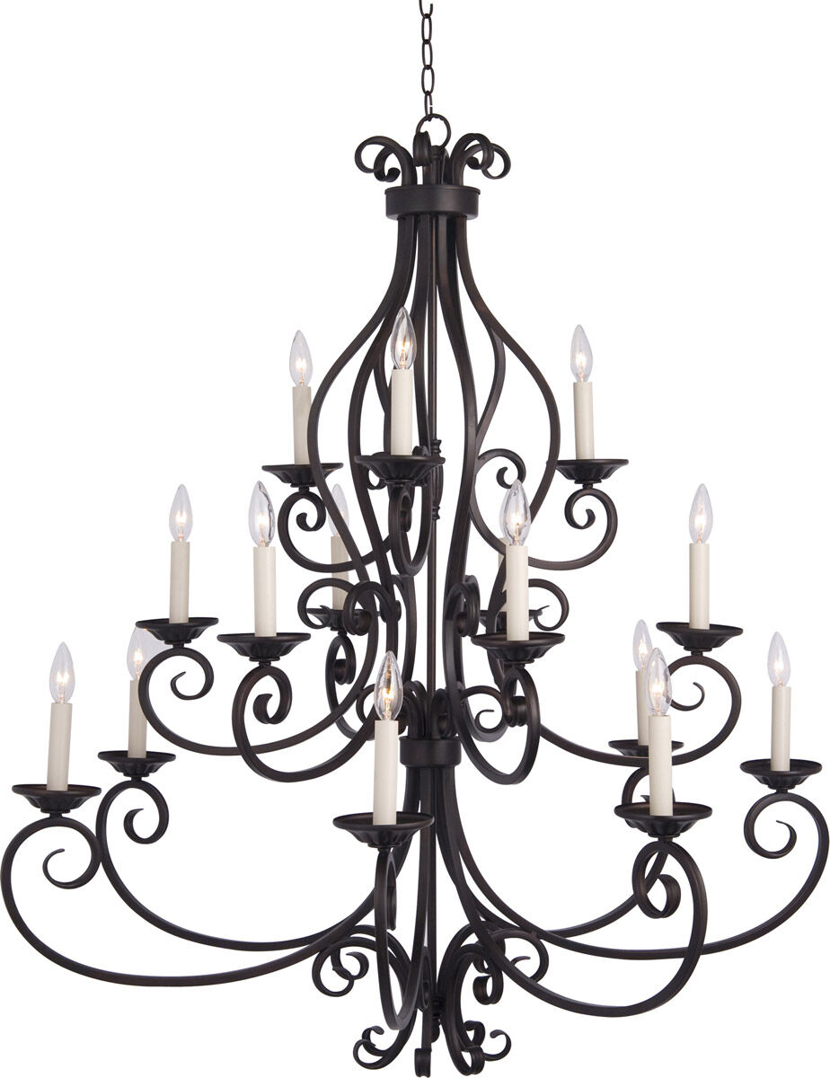 Manor 15 Light 45 inch Oil Rubbed Bronze Multi-Tier Chandelier Ceiling Light in Without Shade