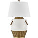 Coco & Dash Penelope 34 inch 100 watt White and Rattan Table Lamp Portable Light