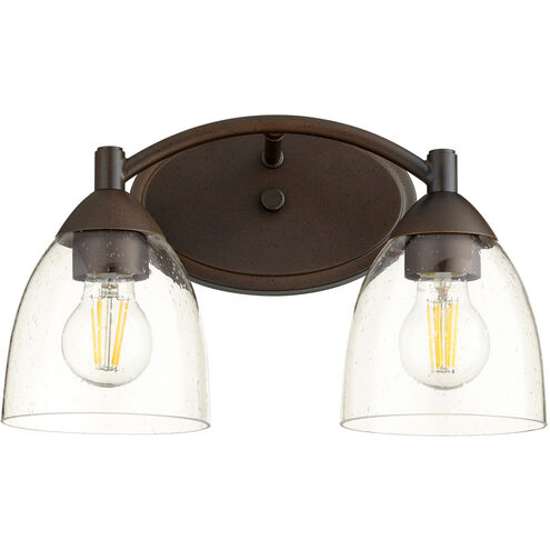Barkley 2 Light 14 inch Oiled Bronze Vanity Light Wall Light in Clear Seeded