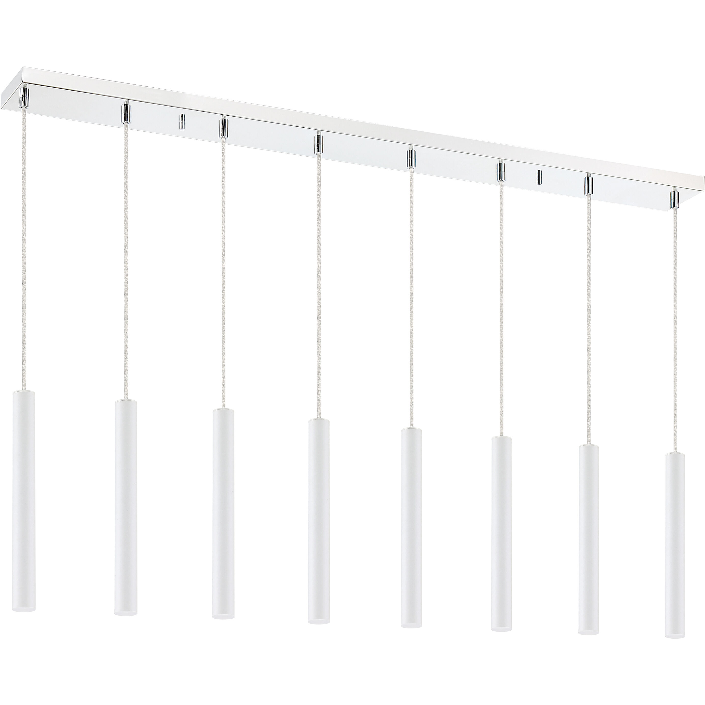 Forest LED 44.25 inch Chrome Linear Chandelier Ceiling Light in 8, 22, Matte White Steel