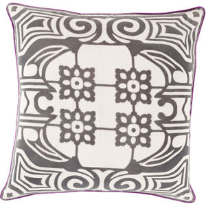 Eleonore 18 inch Ivory, Bright Purple, Charcoal Pillow Kit