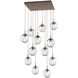 Aster LED LED Burnished Bronze Chandelier Ceiling Light, Square Multi-Pendant