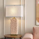 Edmund 30 inch 60 watt Polished Brass and Pearl Blush Table Lamp Portable Light