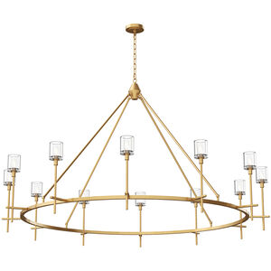 Salita 12 Light 70.25 inch Vintage Brass Chandelier Ceiling Light in Clear Crystal