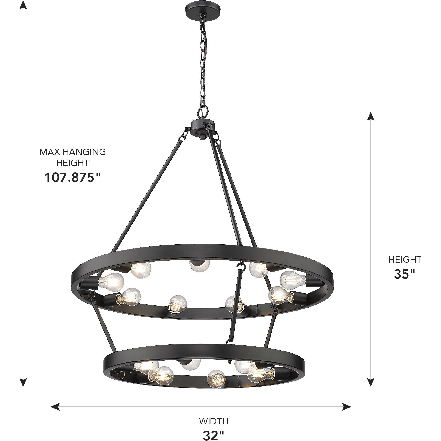 Castile 32 inch 60.00 watt Matte Black Chandelier Ceiling Light