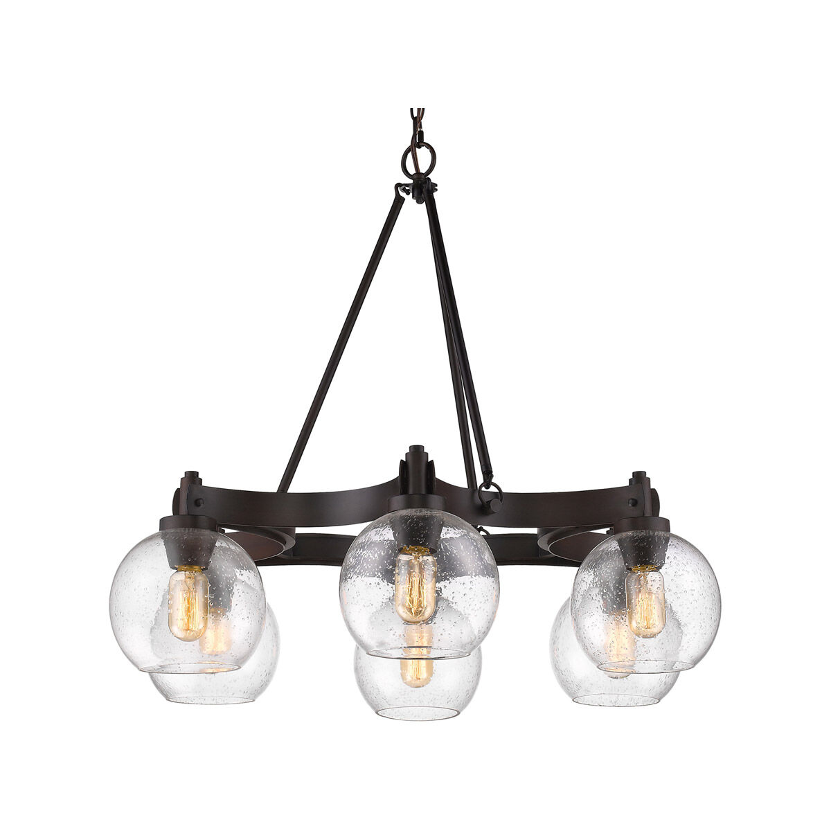 Galveston 6 Light 31 inch Rubbed Bronze Chandelier Ceiling Light, Large