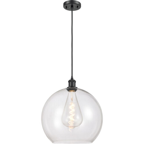 Ballston Athens 1 Light 14 inch Matte Black Pendant Ceiling Light in Clear Glass