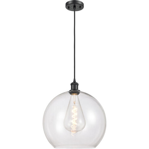 Ballston Athens 1 Light 14 inch Matte Black Pendant Ceiling Light in Clear Glass