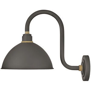 Foundry Dome LED 17 inch Museum Bronze with Brass Outdoor Barn Light, Gooseneck