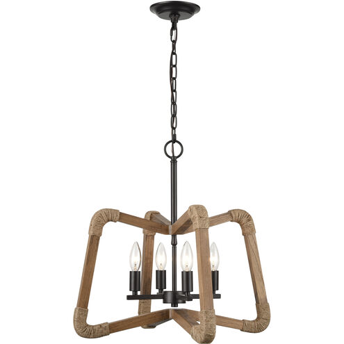 Pascal 4 Light 21 inch Natural with Black Chandelier Ceiling Light