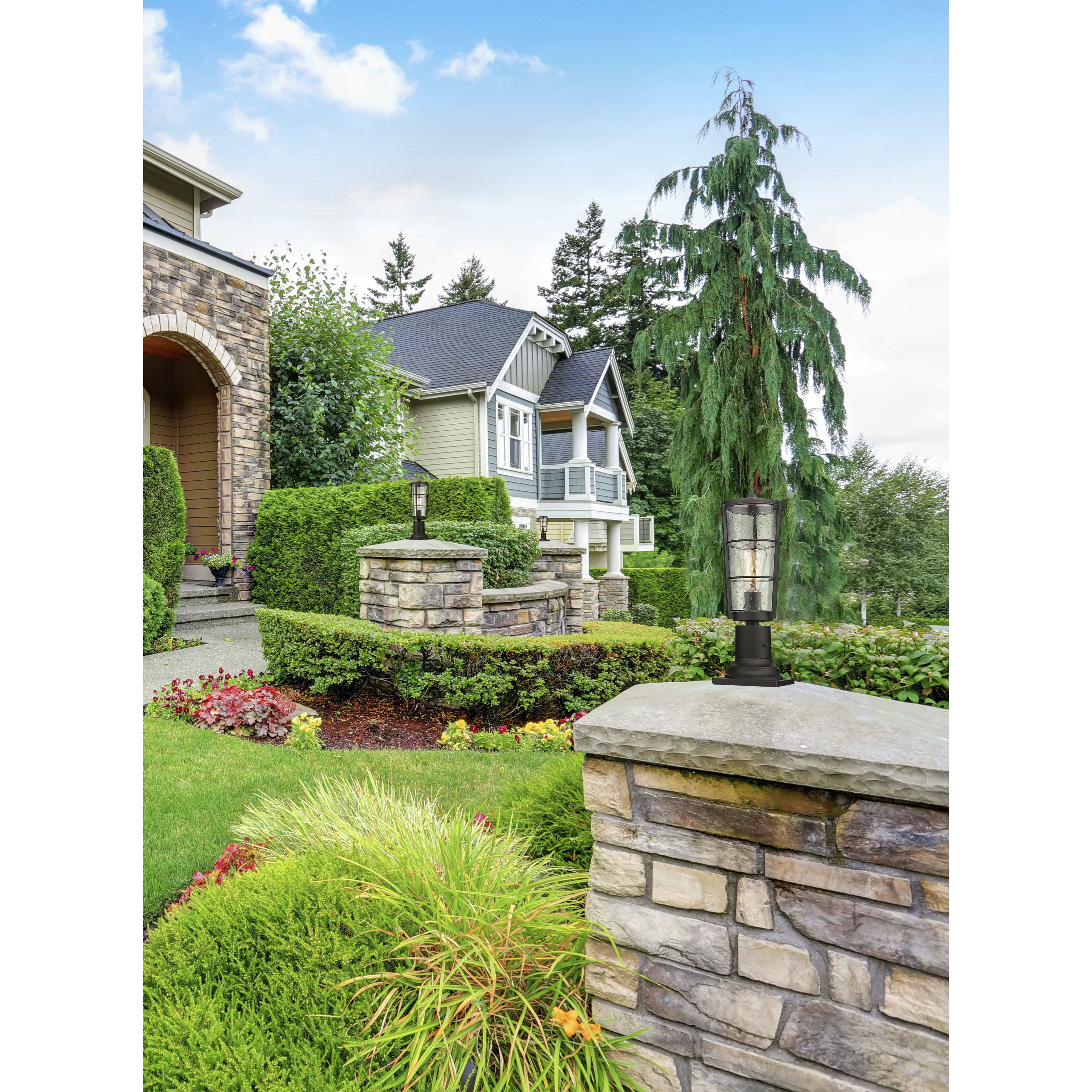 Helix 1 Light 17.25 inch Black Outdoor Pier Mounted Fixture