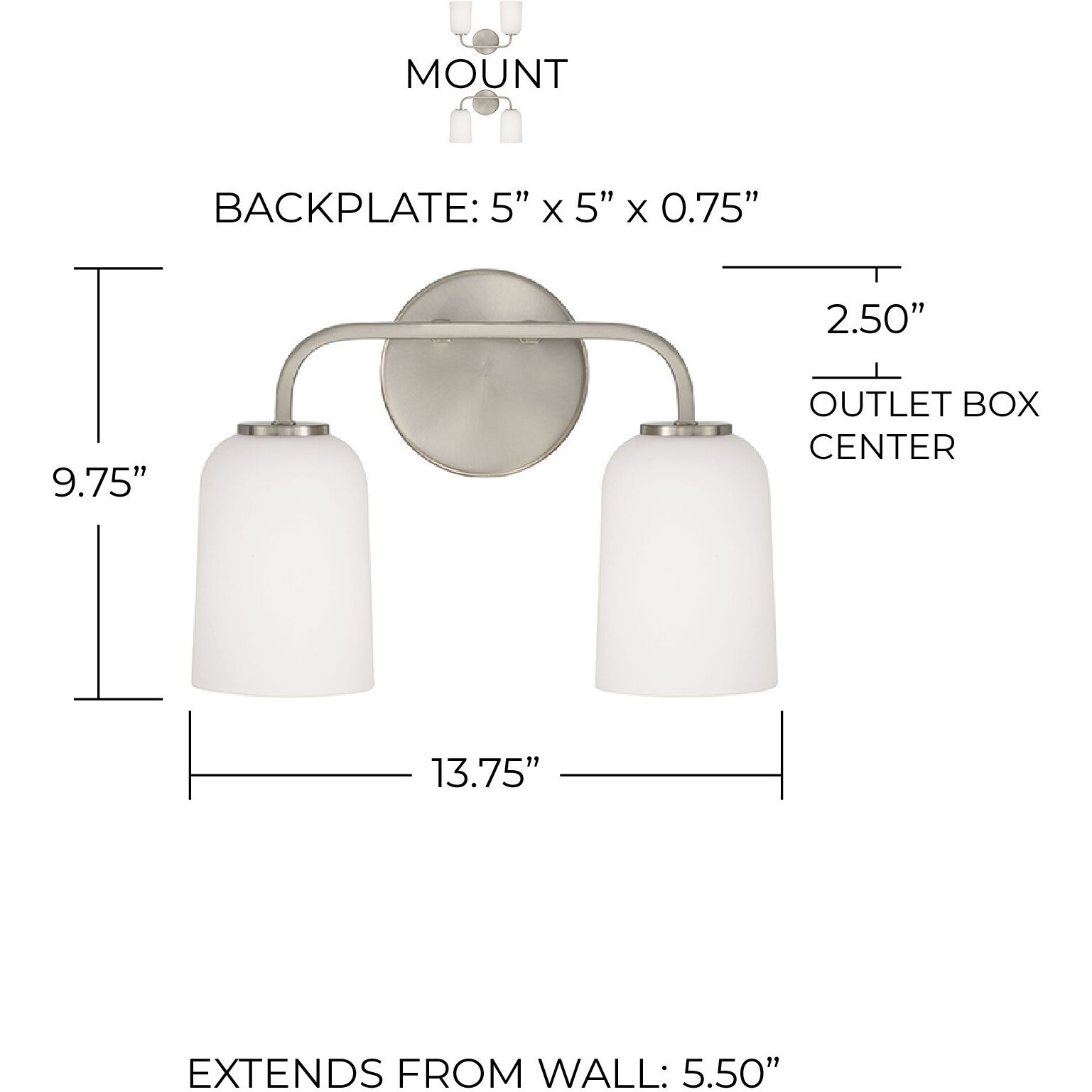 Lawson 2 Light 13.75 inch Brushed Nickel Vanity Light Wall Light