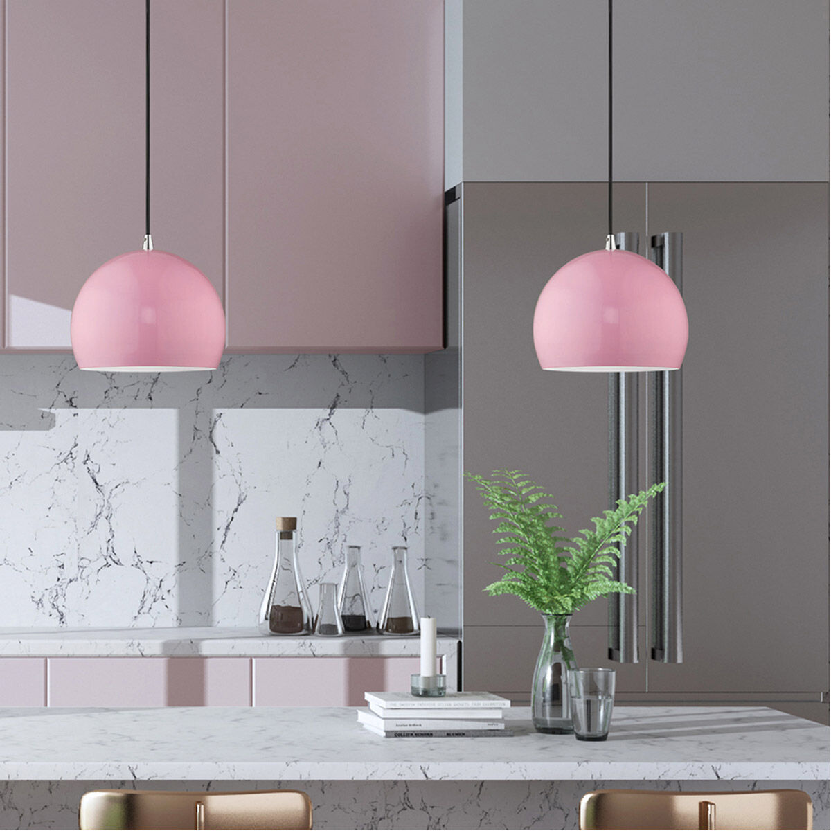 Allison 1 Light 10 inch Shiny Pink Mini Pendant Ceiling Light