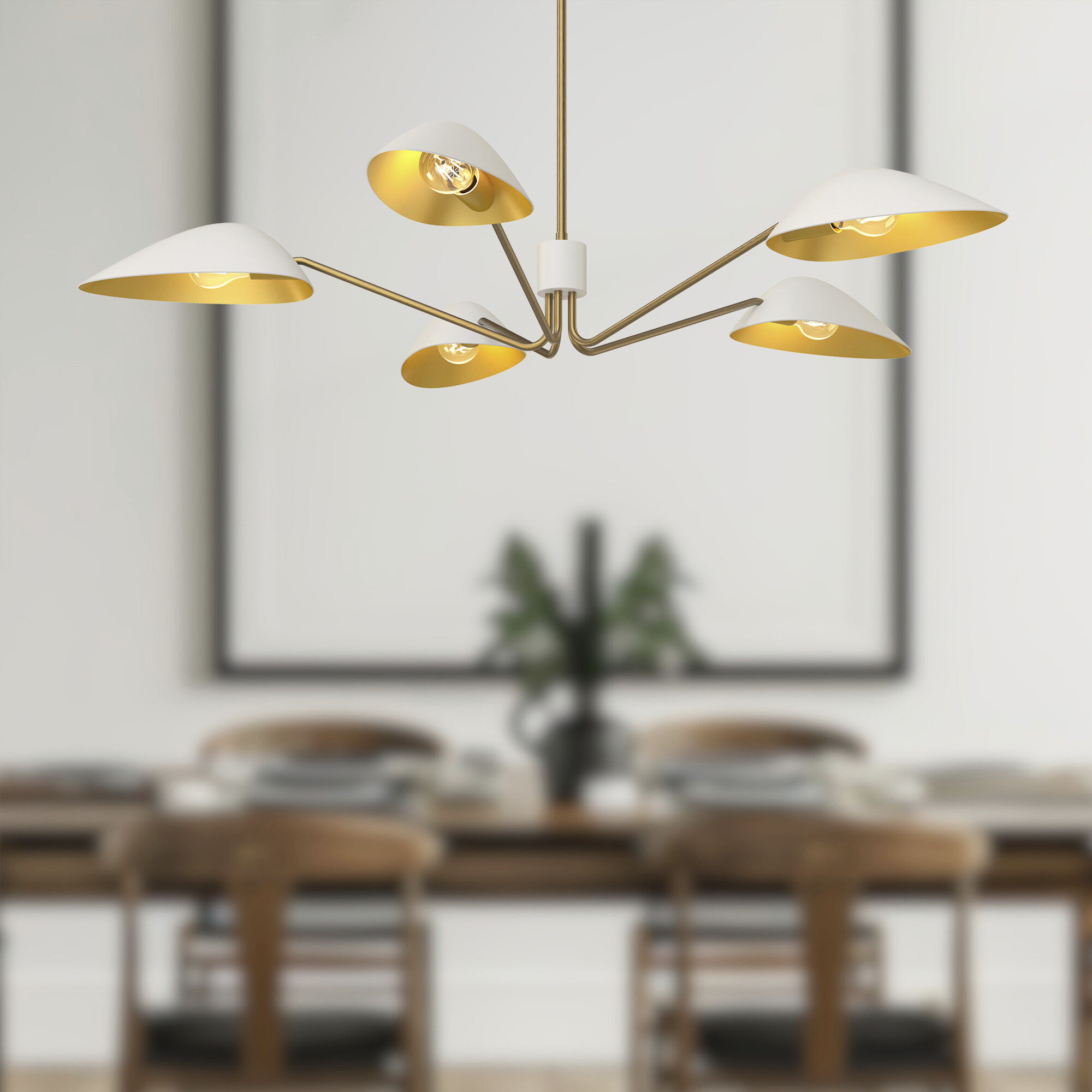 Alora Mood Oscar Pendant Ceiling Light in Aged Gold and White