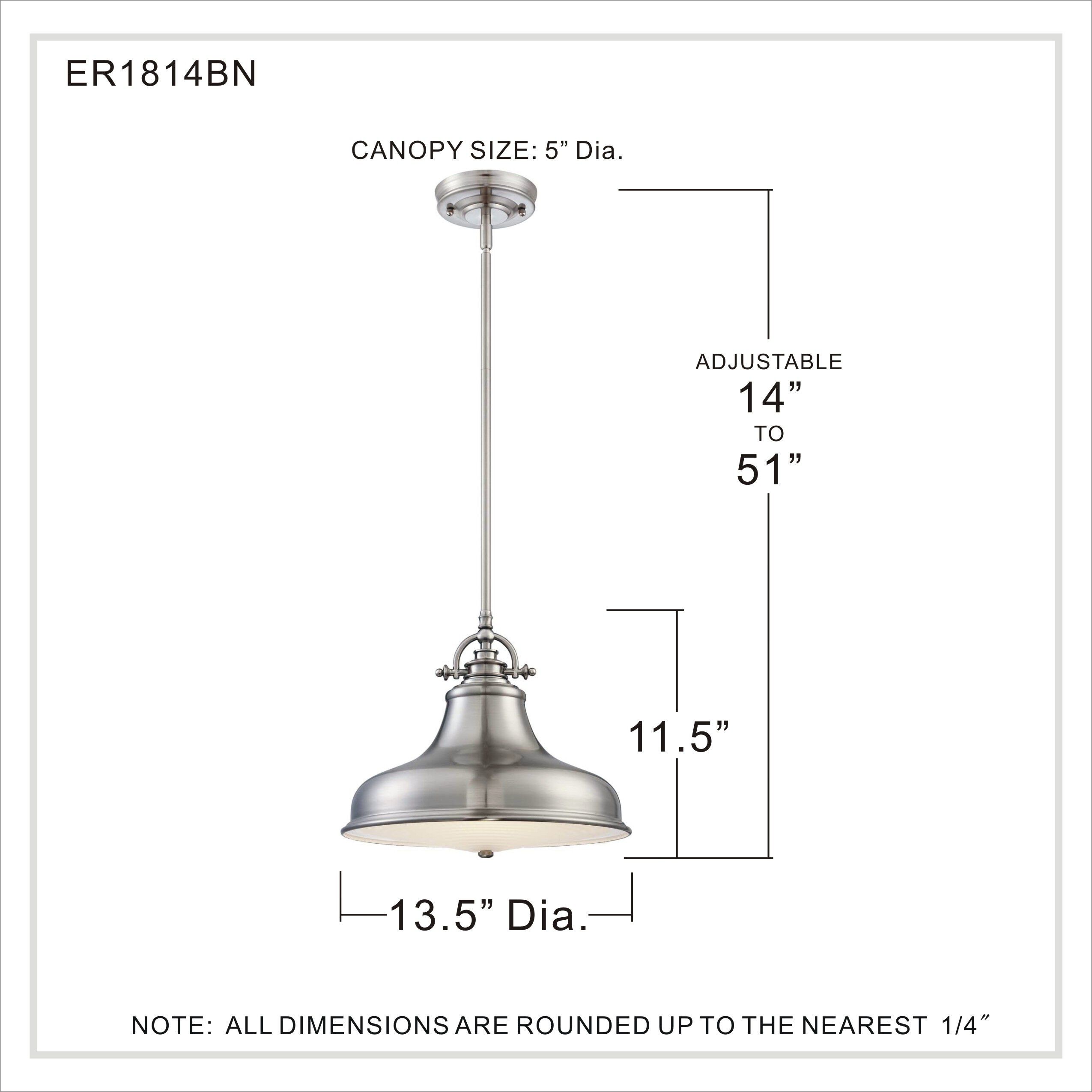 Emery 1 Light 14 inch Brushed Nickel Pendant Ceiling Light