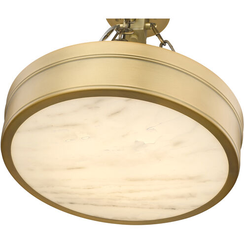 Anders LED 15 inch Rubbed Brass Semi Flush Mount Ceiling Light
