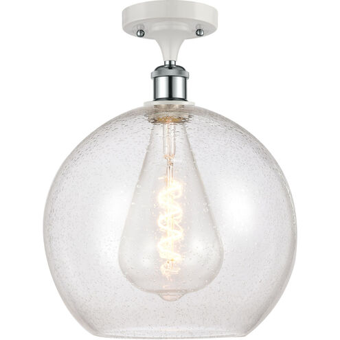 Ballston Athens 1 Light 12 inch White and Polished Chrome Semi-Flush Mount Ceiling Light in Seedy Glass