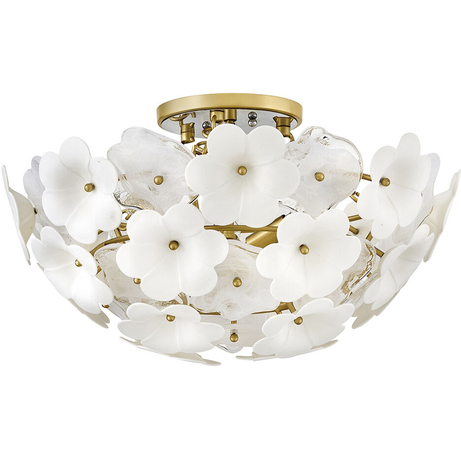 Marianne 3 Light 20.75 inch Deluxe Gold Semi-flush Mount Ceiling Light
