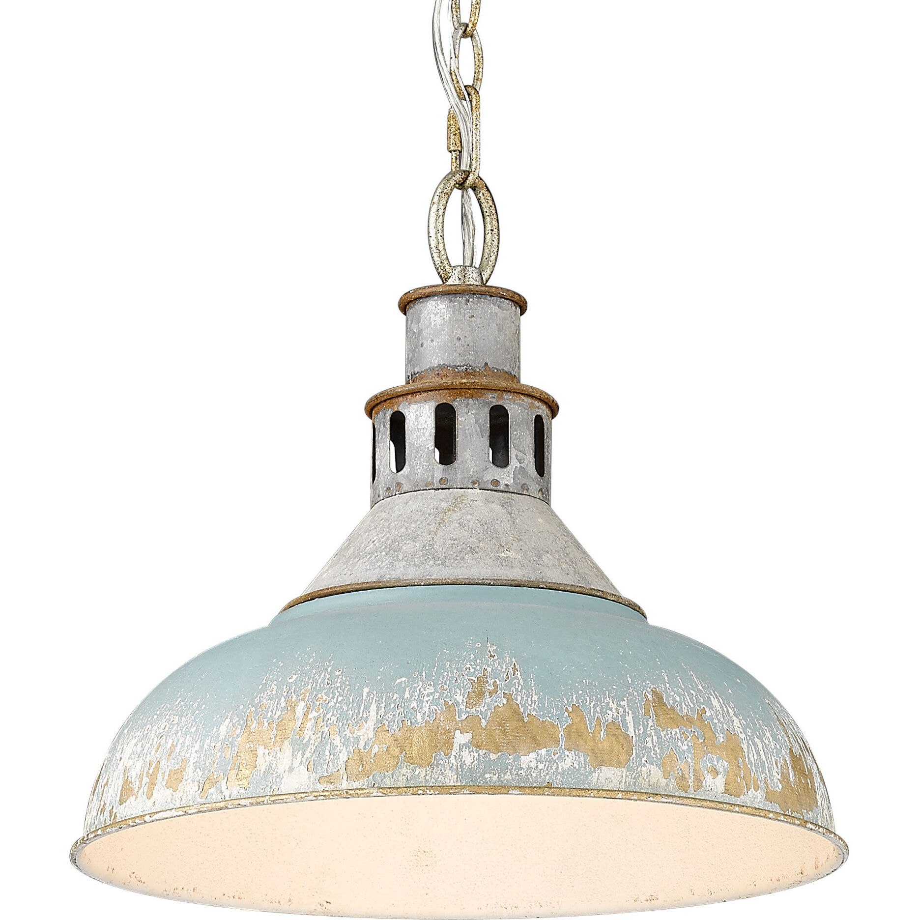 Kinsley Pendant Ceiling Light in Antique Teal, Large