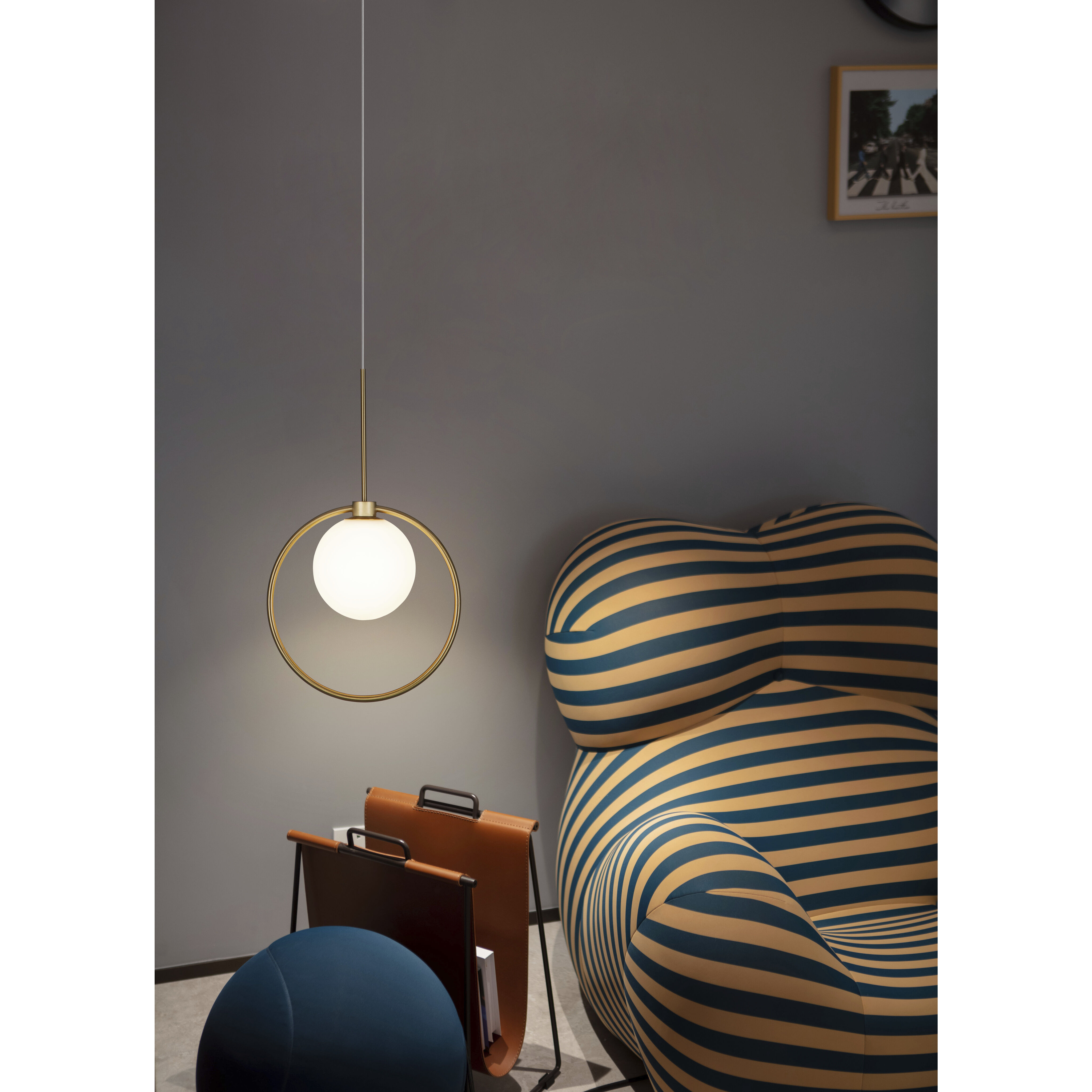 Pearl LED 4.72 inch Antique Brass Pendant Ceiling Light