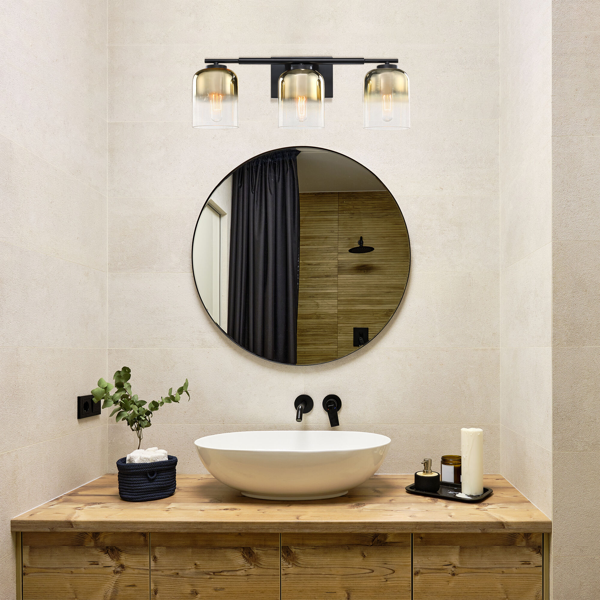 Gatsby 3 Light 24 inch Matte Black Vanity Light Wall Light