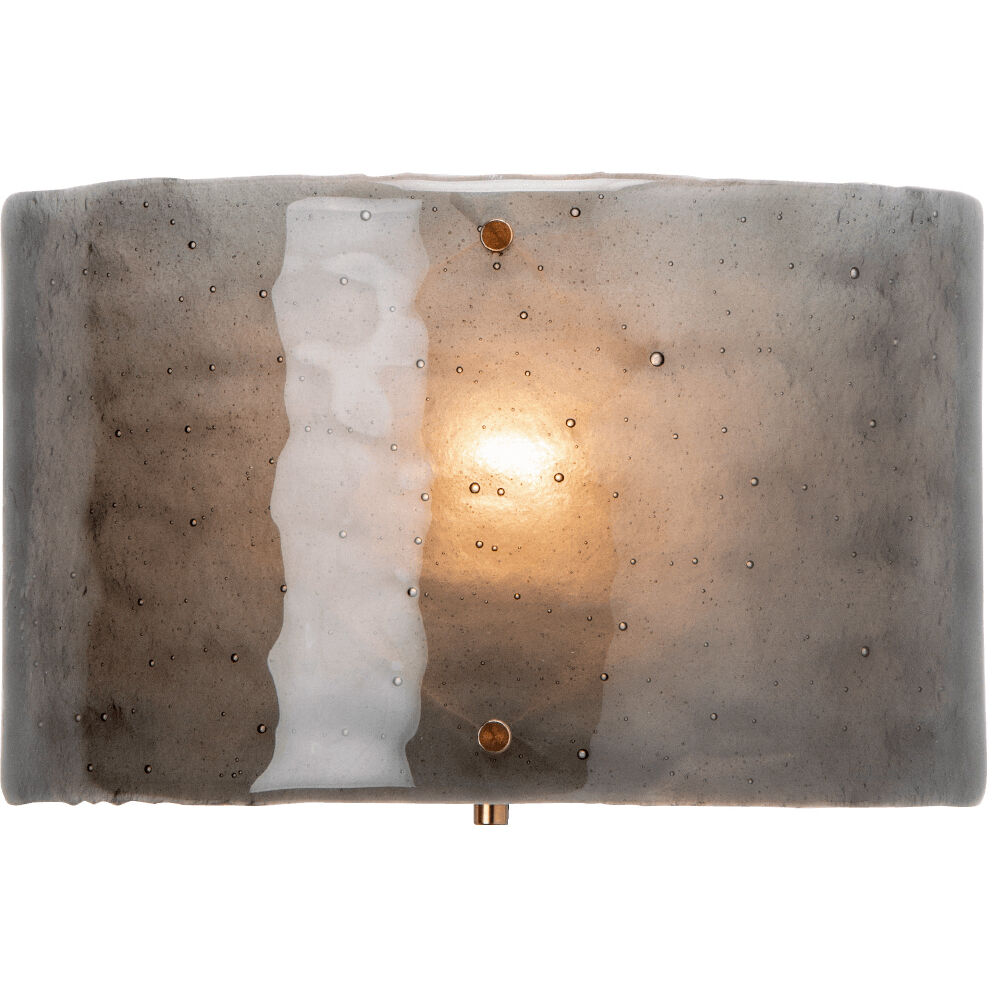 Textured Glass 1 Light 11.4 inch Matte Black Cover Sconce Wall Light in Ivory Wisp, Round