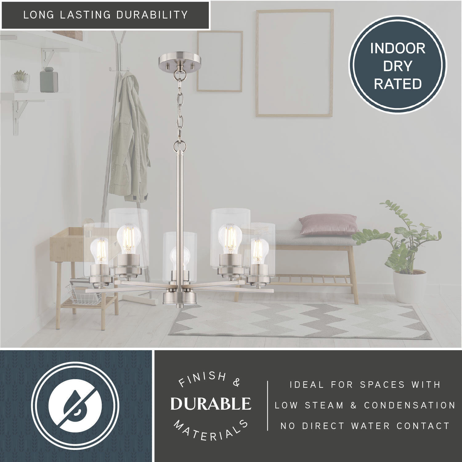 Park Ridge 5 Light 21 inch Satin Nickel Chandelier Ceiling Light