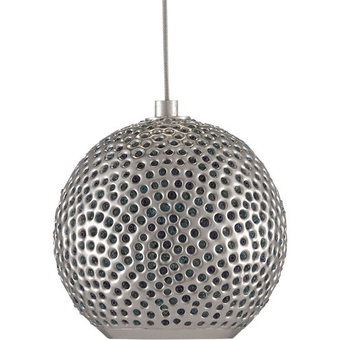 Giro 36 Light 36 inch Painted Silver/Nickel/Blue Multi-Drop Pendant Ceiling Light