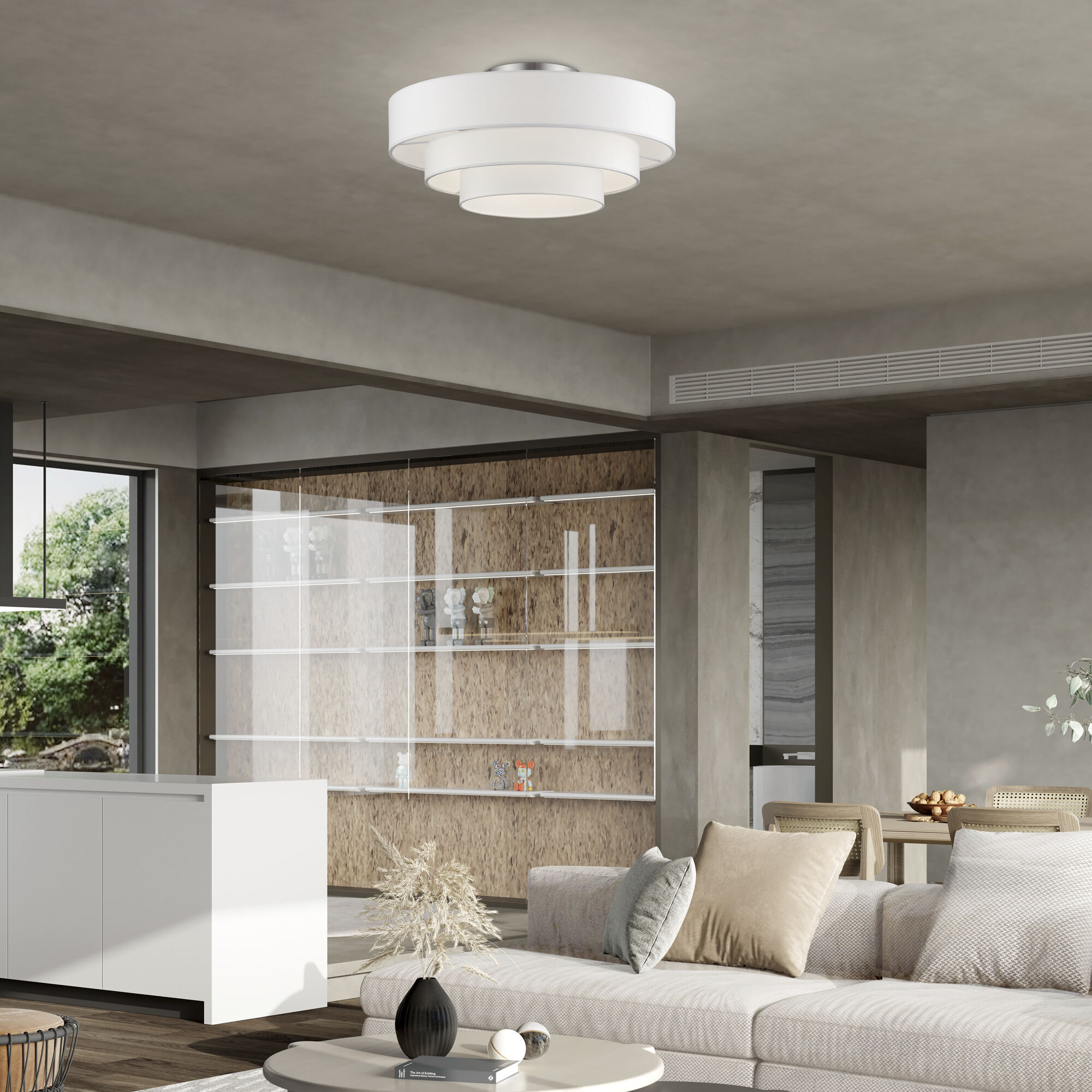 Manorwood 5 Light 28 inch Brushed Nickel Semi-Flush Ceiling Light