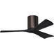 Atlas Irene-3H 42 inch Brushed Bronze with Matte Black Blades Flush Mount Paddle Fan