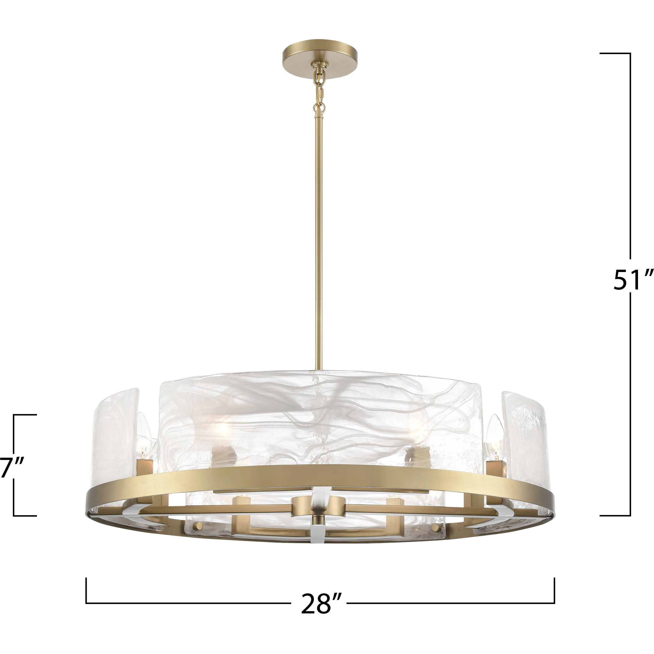 Skye 8 Light 28 inch Brushed Brass Chandelier Ceiling Light