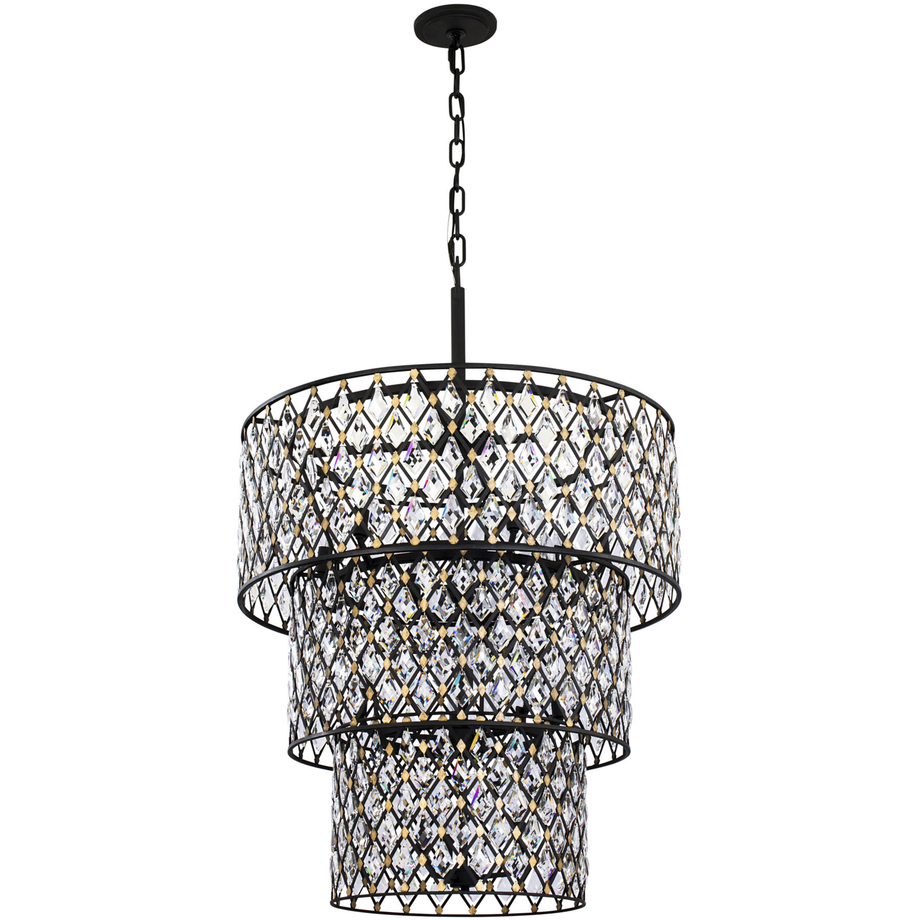 Windsor 13 Light 31.75 inch Carbon Black/Havana Gold Chandelier Ceiling Light