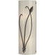Forged Leaf and Stem 2 Light 5.5 inch Oil Rubbed Bronze Sconce Wall Light in Ivory Art
