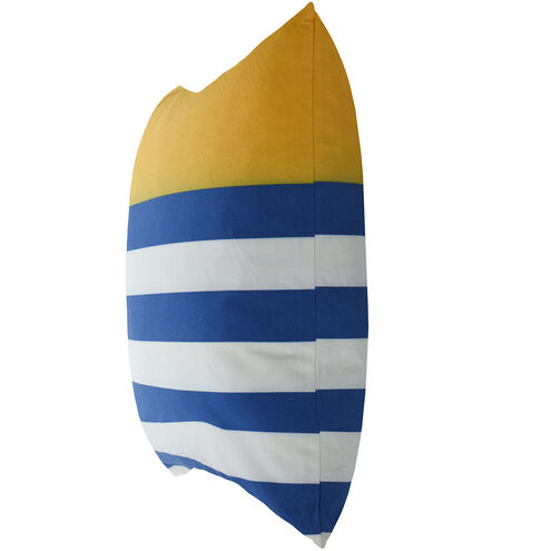 Dann Foley 24 inch Yellow and White and Navy Blue Decorative Pillow