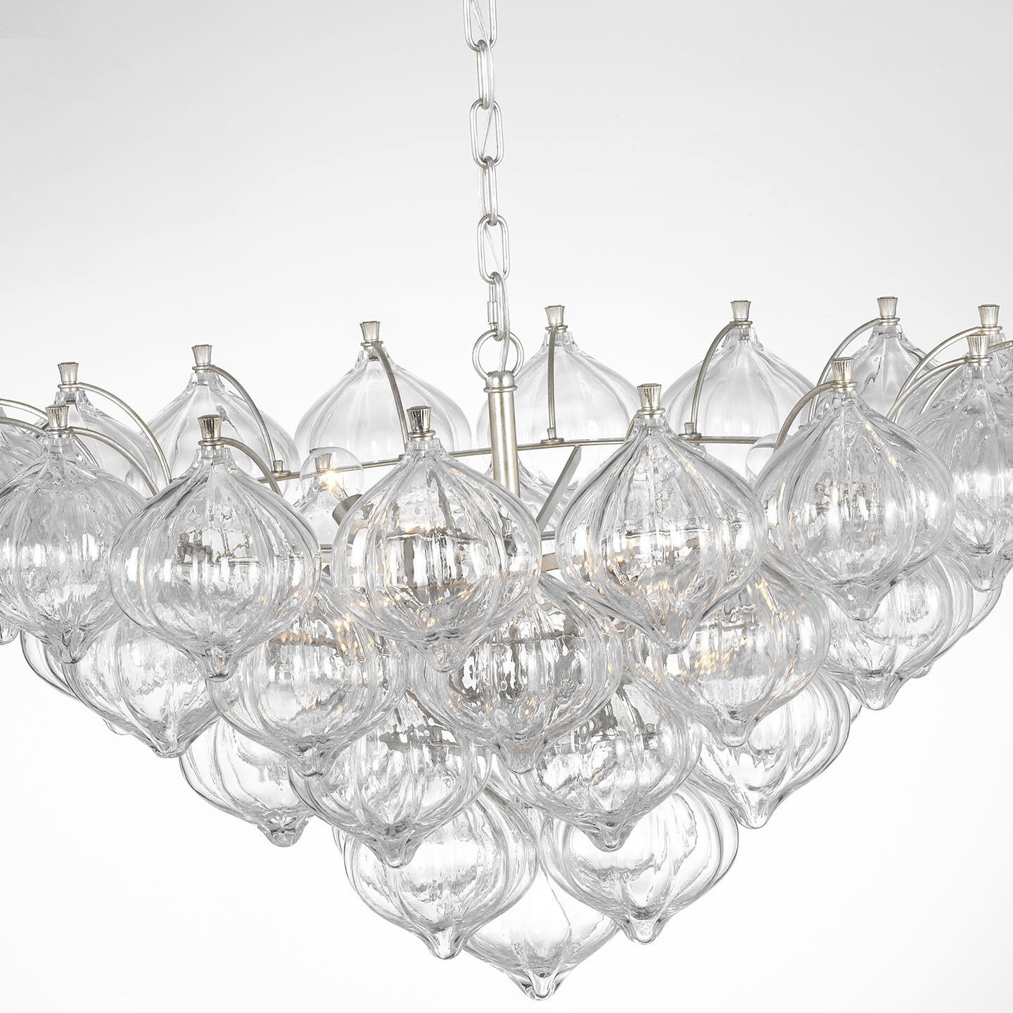 Julie Neill Caselli LED 35.5 inch Burnished Silver Leaf Basket Chandelier Ceiling Light