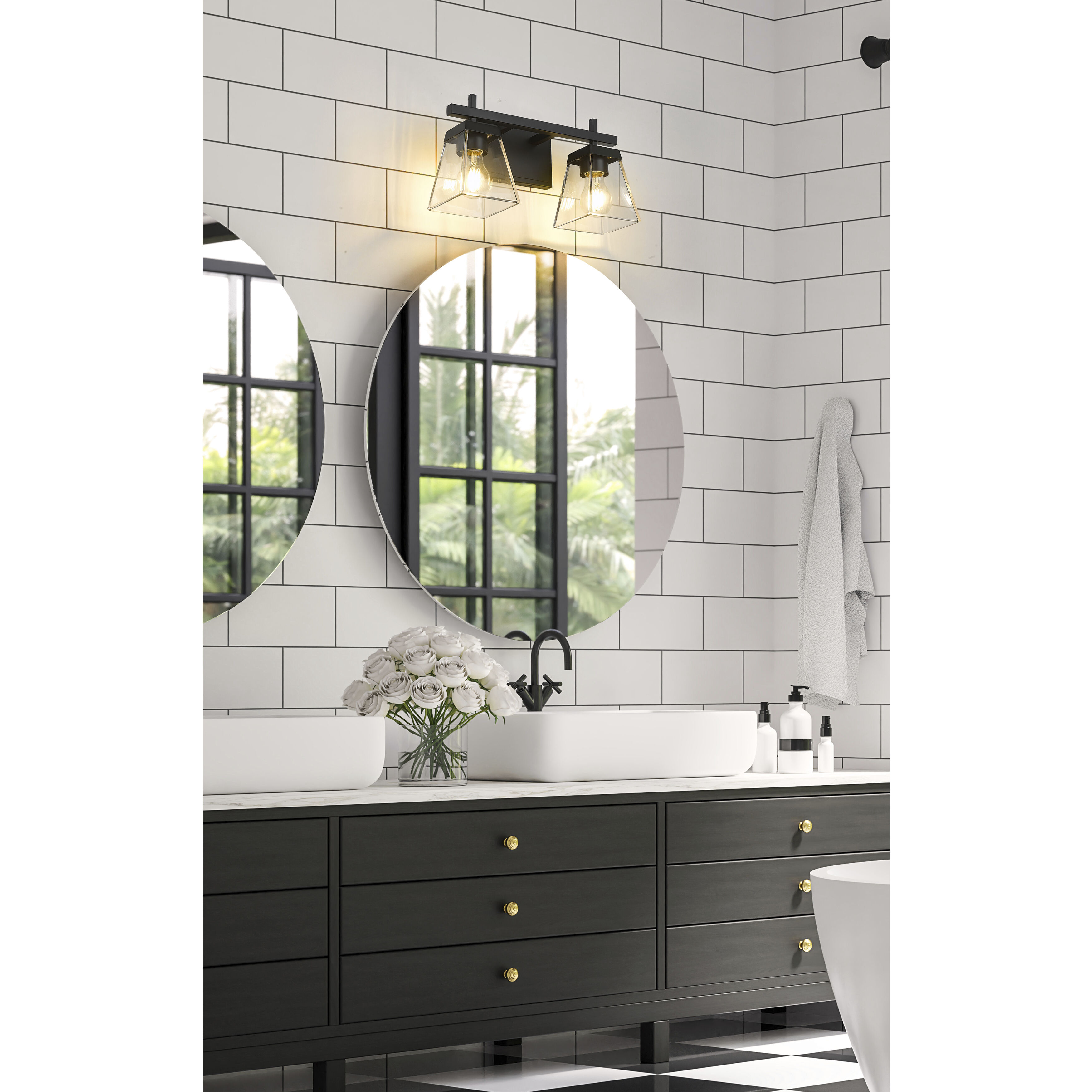 Lauren 2 Light 16 inch Matte Black Vanity Wall Light