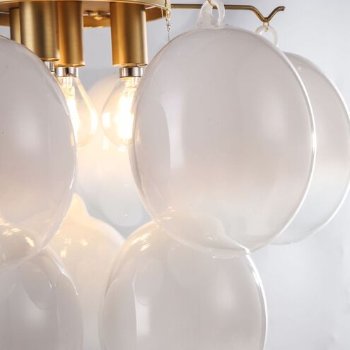 Globo LED 15.75 inch Brass Semi-Flush Mount Ceiling Light in Milky White