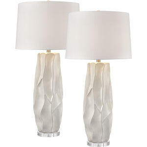 Parker 37.5 inch 150 watt Gloss White Glazed with Clear Table Lamp Portable Light, Set of 2
