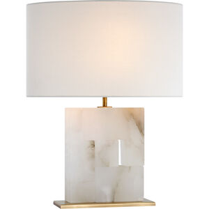 Ian K. Fowler Ashlar 22 inch 15 watt Alabaster and Hand-Rubbed Antique Brass Table Lamp Portable Light, Medium
