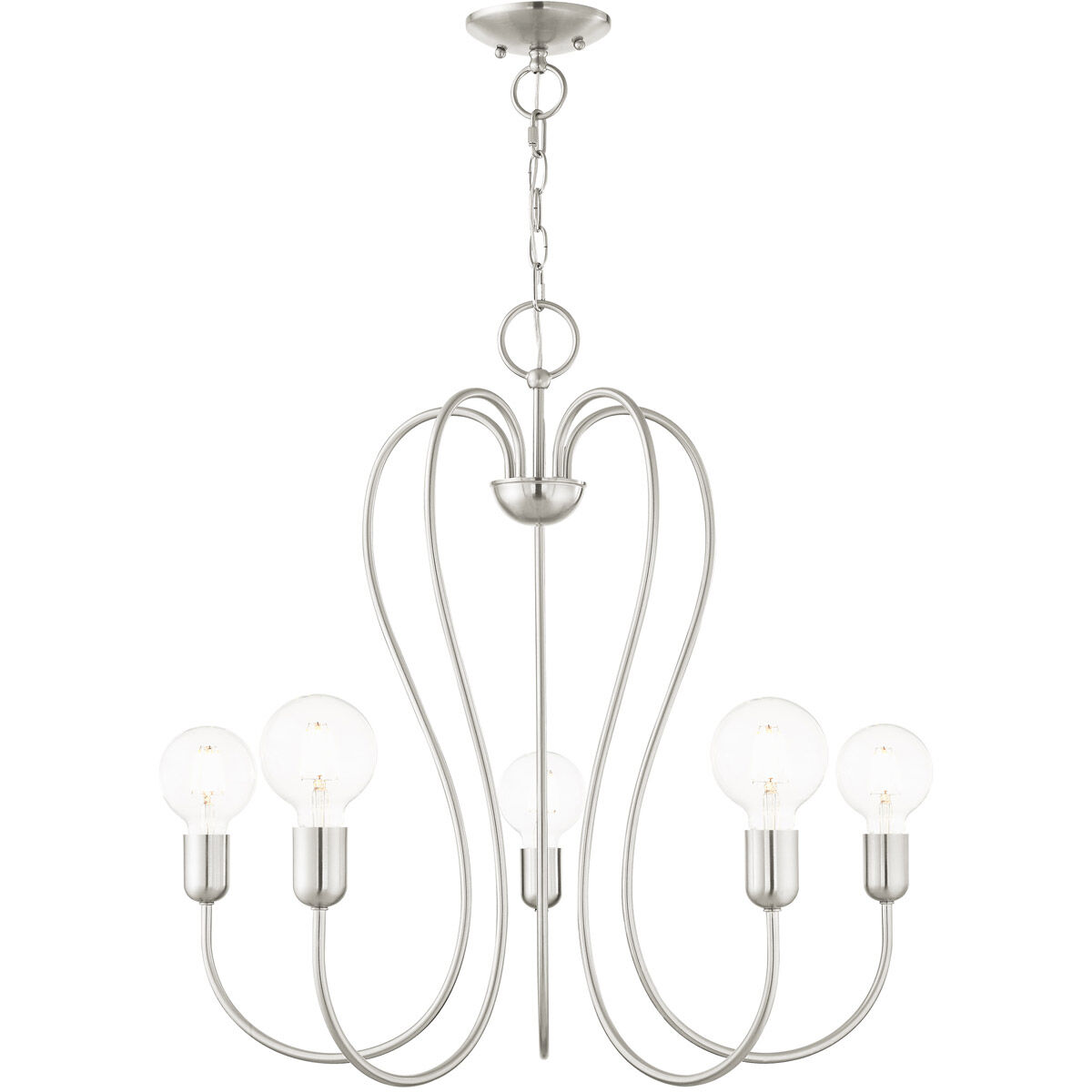 Lucerne 5 Light 24 inch Brushed Nickel Chandelier Ceiling Light