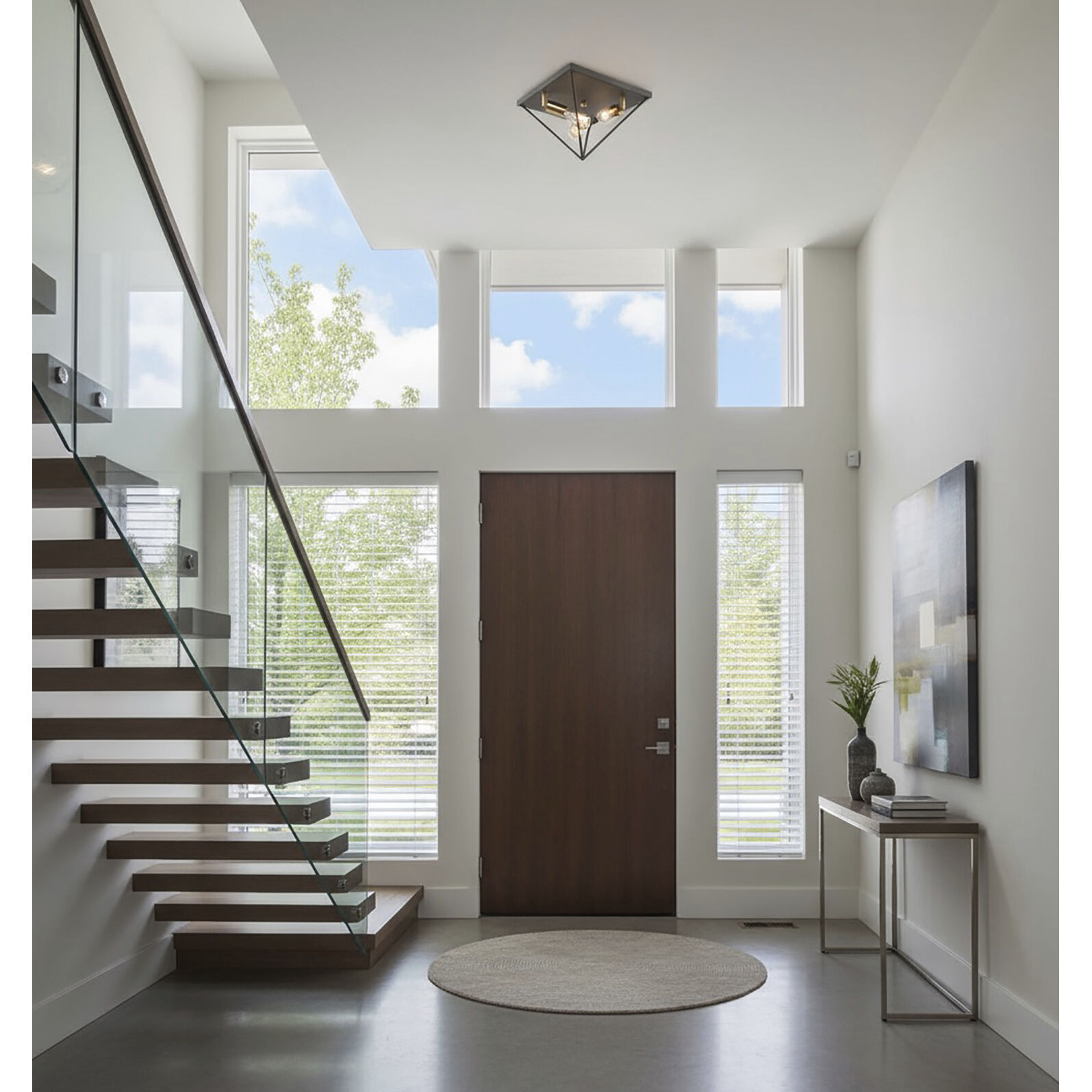 Artistry LED 14 inch Matte Black and Harvest Brass Flush Mount Ceiling Light in Matte Black and Satin Brass