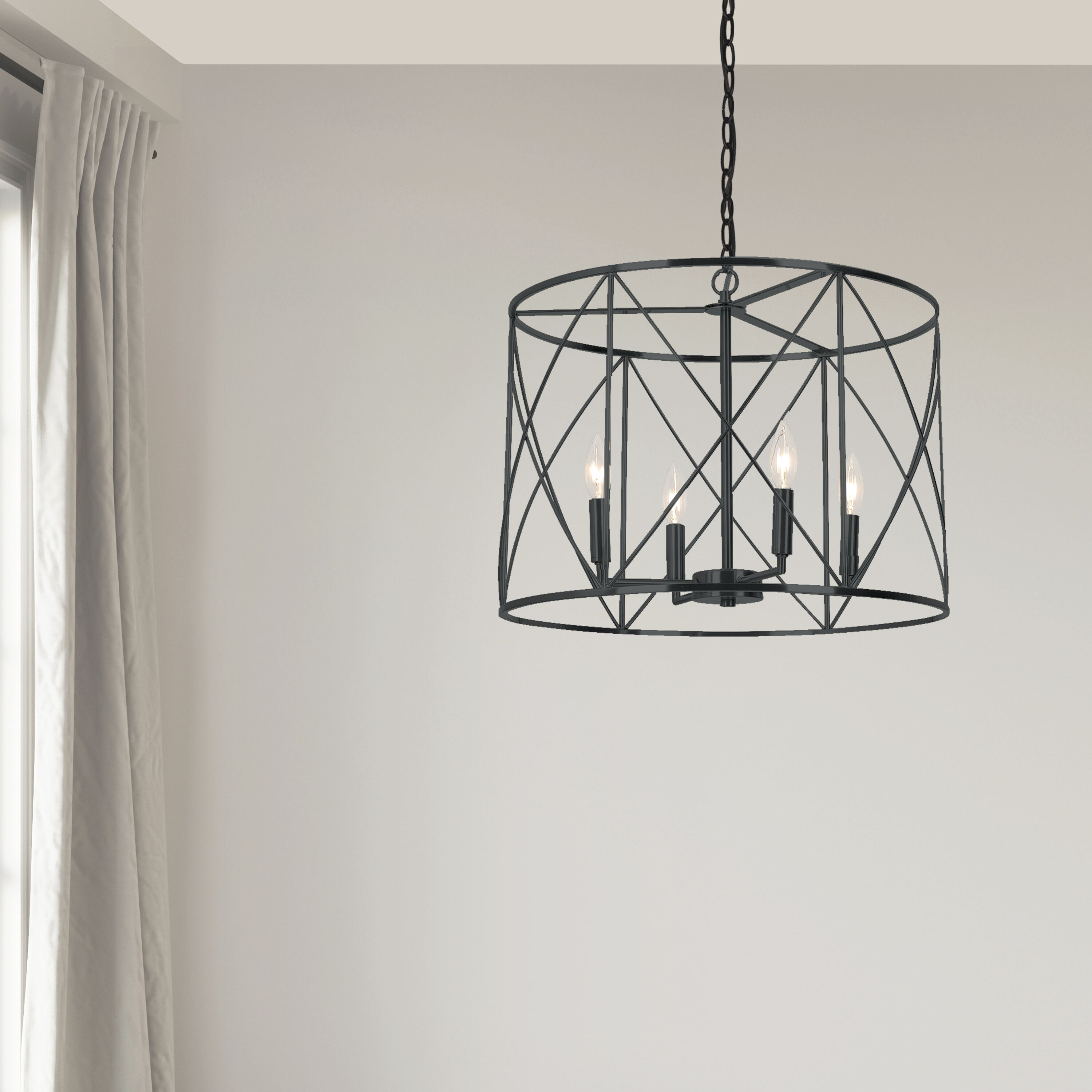 Calah 4 Light 20 inch Matte Black Chandelier Ceiling Light