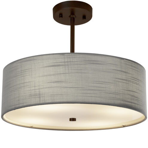 Textile 3 Light 18 inch Dark Bronze Drum Pendant Ceiling Light, Classic Family, EVOLV