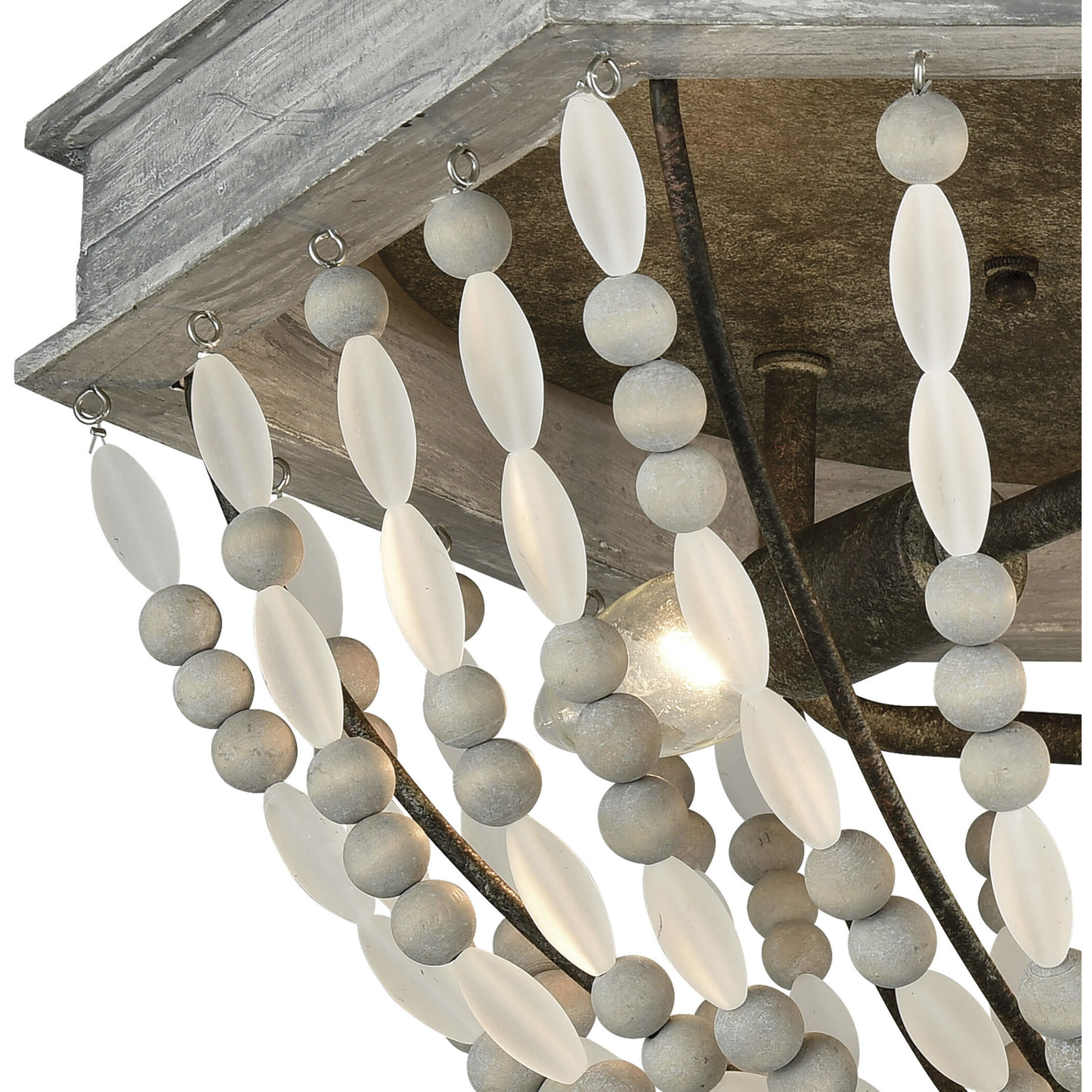 Summerton 3 Light 18 inch Graywash with White and Aged Black Flush Mount Ceiling Light