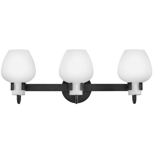 Sylvie 3 Light 24 inch Black Bath Light Wall Light
